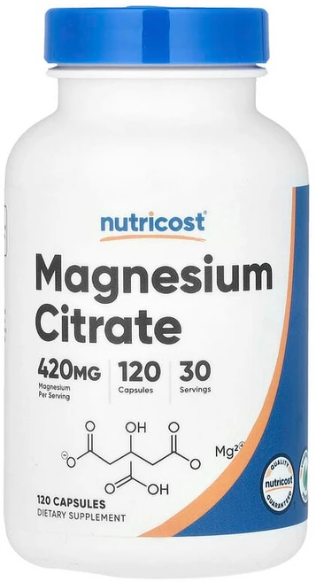 Nutricost 마그네슘시트레이트 120 캡슐 (캡슐 1정당 105mg), 120 개, 1개, 120정 - 쿠팡