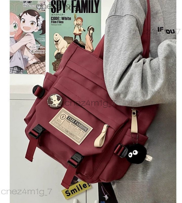 XXRR FASHION 日系工裝風 帆布托特包 復古休閒斜背包 A4課本收納 學生通勤包, 188酒紅色 升級版面料加厚防水耐磨 包包