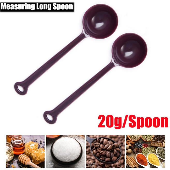 2pcs 내구성 20g 19cm 측정 긴 숟가락 손잡이 커피 스푼 플라스틱 과일 분말, 01 라이트 그레이