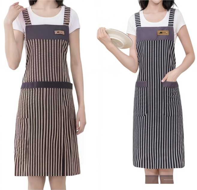 준성유통 주방 카페 업소용 캐주얼 투 포켓 다용도 앞치마 2p, 2개, 블랙+브라운