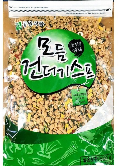 건더기스프모둠 동원 )/토핑/건더기/스프/어묵/오뎅/가성비/국물/우동/가정용/고명/후레이크/간편/국물, 1개, 500g