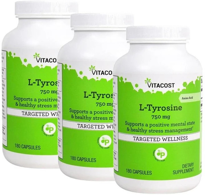 비타코스트 엘티로신 750mg 캡슐 Vitacost L-Tyrosine, 3개, 180정 - 쿠팡