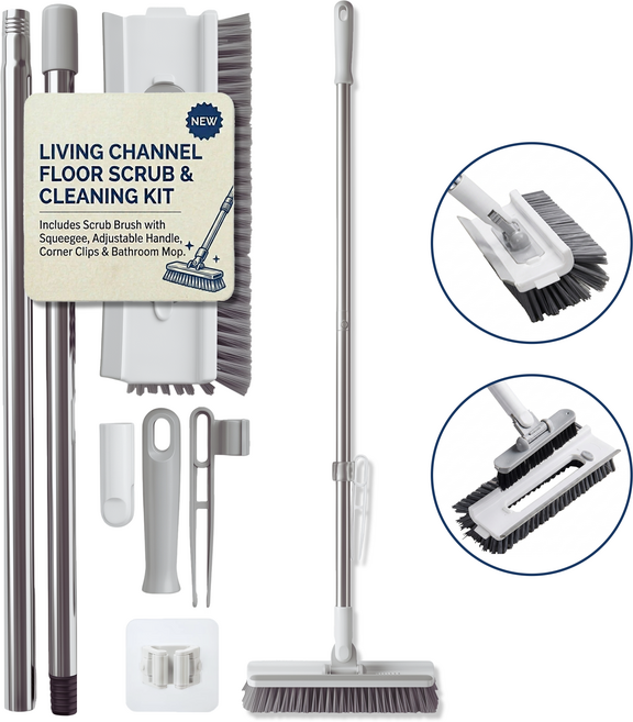 리빙채널 5in1 v자 바닥 화장실 청소솔, 화이트, 1개