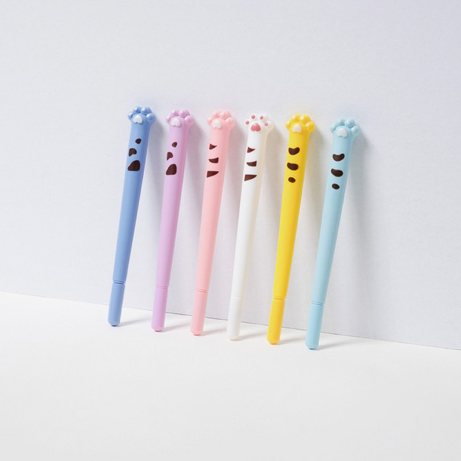 star starred 귀여운 고양이 발바닥 젤펜 0.5mm, 1세트, 6컬러 12개입