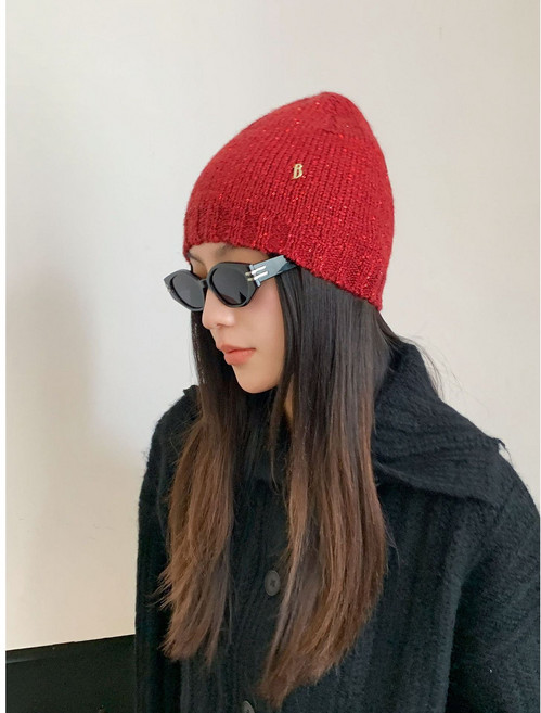 베스트플라자 여성 블링블링 스팽클 반짝이 포인트 여성 비니 니트 모자 B 이니셜 캡 3COLOR