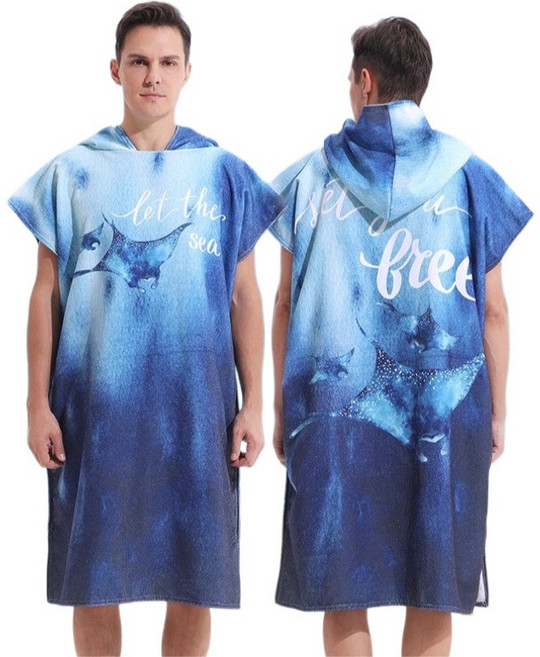 超細纖維吸水連帽毛巾衣, 【一般尺寸】魔鬼魚【超細纖維】, 1個