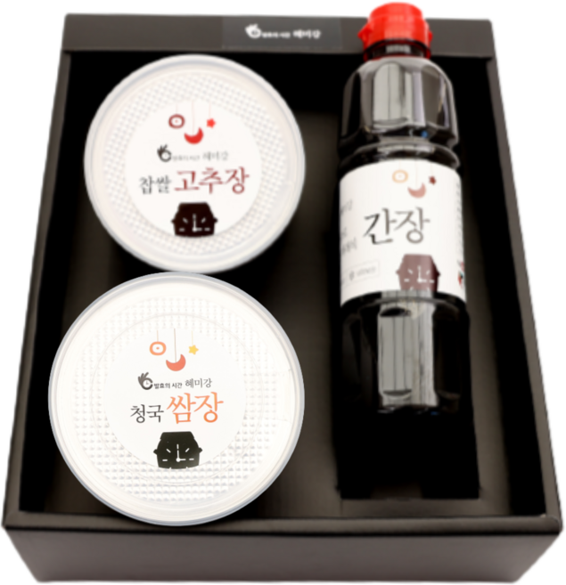 메주이평강 쌈장 포함 전통장 3종 프리미엄 선물세트 (찹쌀고추장 쌈장 간장)