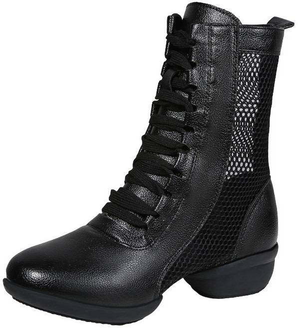 땐스얼랏 발편한 라인댄스 지퍼 부츠 라인댄스화, 블랙 매쉬, 250