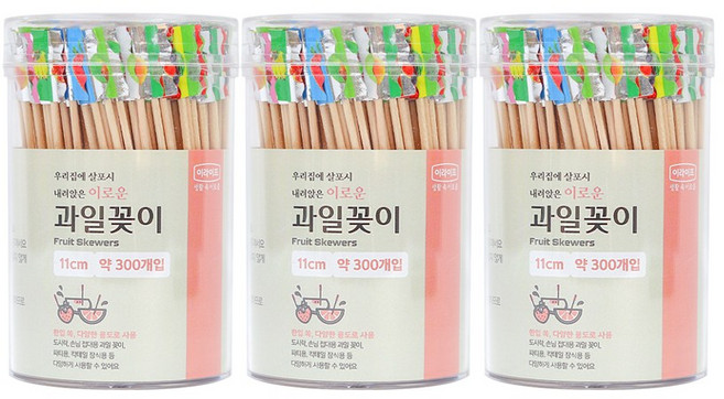 롯데알미늄 편한생활 과일꽂이 원형대, 300개입, 3개