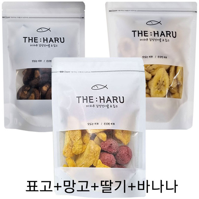 더하루 건강간식3종 홈파티 동결건조간식 바나나칩+딸기망고칩+표고버섯칩, 1개