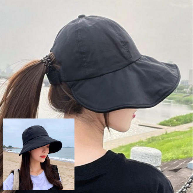 크로스몰 와이어 챙넓은 버킷햇 모자