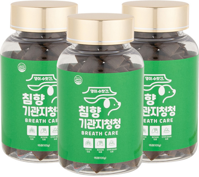 강아지 기관지 호흡기 영양제 거위소리 켁켁거림 감기 기침 댕이수랏간 침향 기관지청청 100g, 95정, 호흡기/기관지, 3개