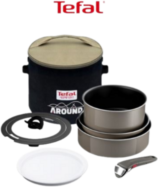 테팔 매직핸즈 티타늄 2X 캠핑 어라운드 코펠 세트, 회색, 세트구성, 1세트