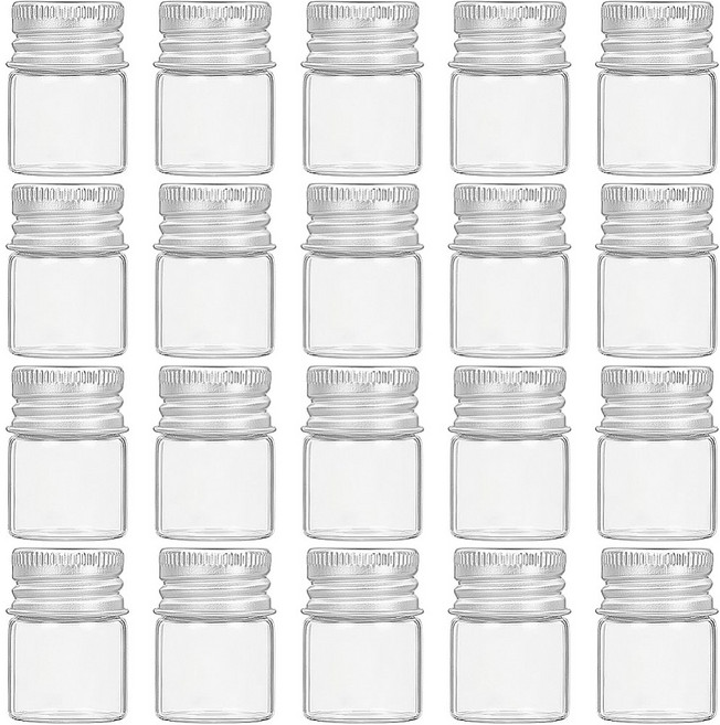 5ml 미니 유리 밀폐병 20개 나사 알루미늄 덮개 3x2.2cm