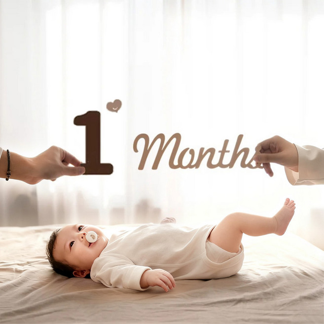 百天 100天 滿月 拍照道具 佈置 新生兒 場景裝飾 氣球, 1months 1個月啦, 1套