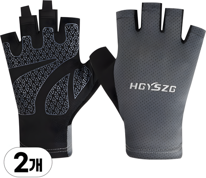 1+1 트레킹 장갑 여름 등산 스포츠 여름 쿨 메쉬 반장갑, 듀얼그레이, 2개