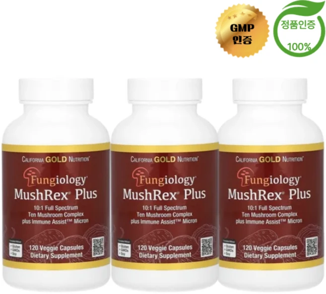 2+1 캘리포니아 골드 뉴트리션 유기농 풀 스펙트럼 버섯 분말 혼합물 120정, 3개 - 쿠팡
