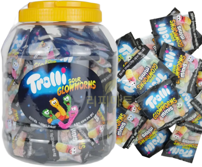Trolli 트롤리 지렁이젤리 소포장 대용량 사우어 글로웜즈 미니 수입과자 독일 젤리 벌크포장 93개, 10g, 94개