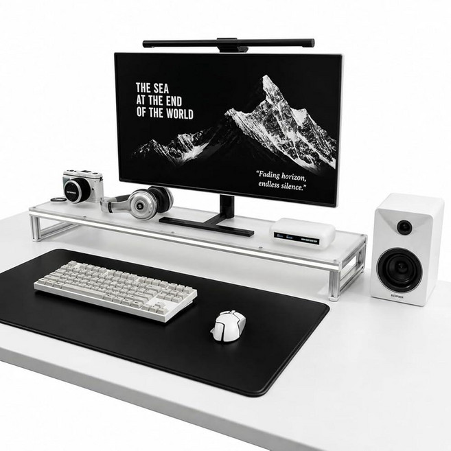 LED Lighted Monitor Stand Riser Aluminum Alloy Frame with Frosted Acrylic Top Under-Desk Storage, LED Lighted Monitor Stand Rise