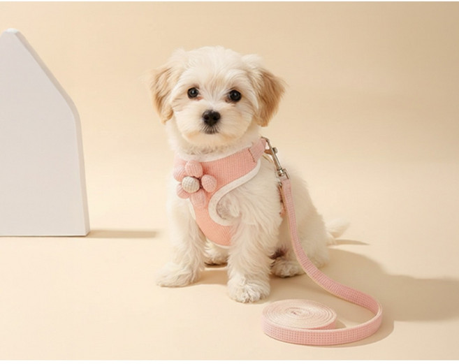 올앤펫 간단조절 데이지 애견 강아지 하네스, 1개, 핑크