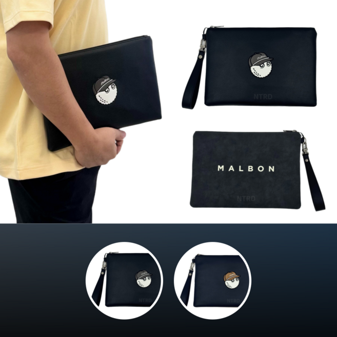 말본 골프 남성 가방 콤비네이션 클러치 백 컬러 배색, 1개, 01.블랙