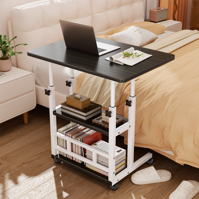 Kipnos 높이조절 이동식 3단 이동식침대테이블 사이드테이블 쇼파테이블 보조테이블 쇼파사이드테이블 미니테이블 티테이블 커피테이블, 블랙