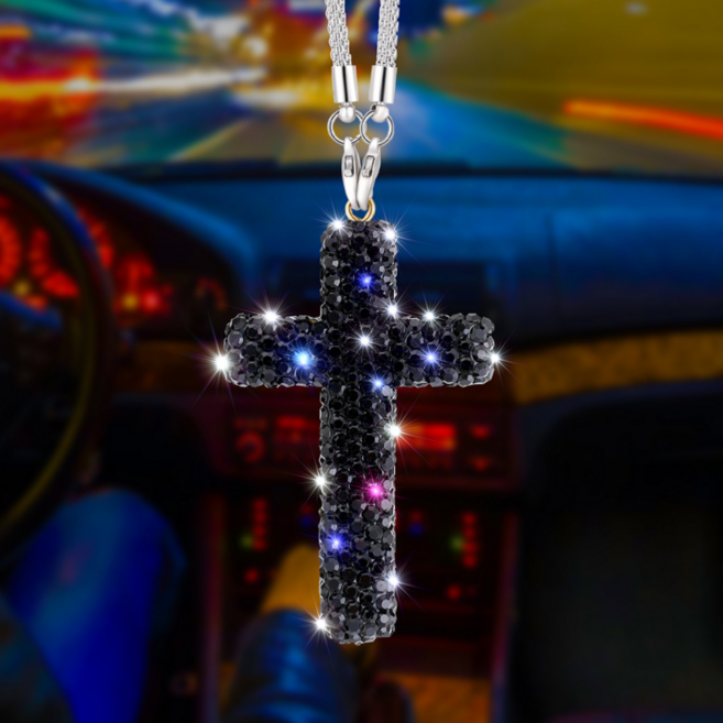 솔레르 고급스러운 안전운전 차량용십자가, 1개, 블랙