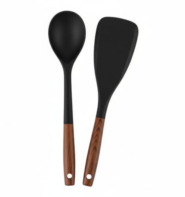 바겐슈타이거 플렉시벨 플래티넘 실리콘 키친툴 2종세트, 볶음스푼 + 멀티스푼, VINTAGE BLACK, 1세트