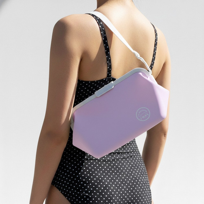도파밍 빅사이즈 모찌백 네오 수영장 방수 실리콘 파우치 가방, 베이비퍼플