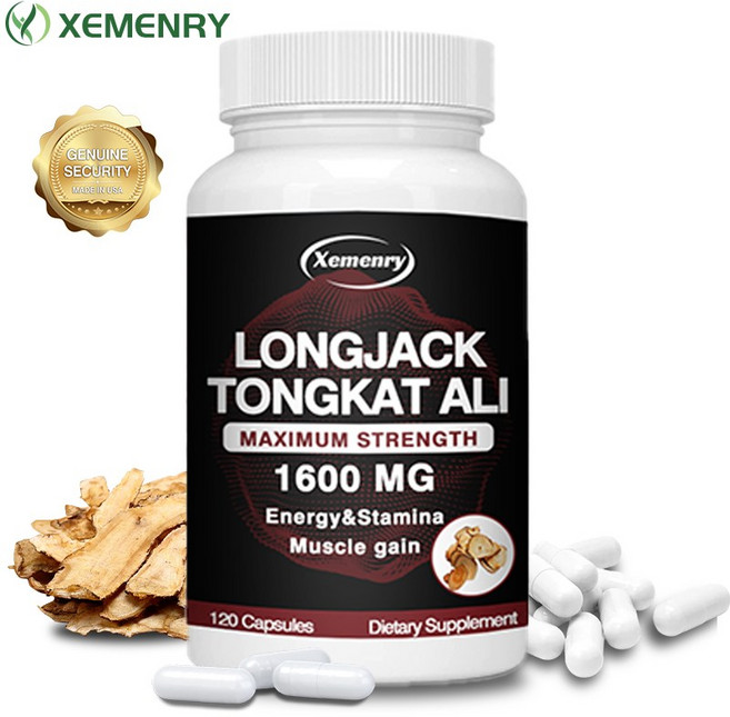 롱잭 통캇 알리 - 1회 제공량당 1600mg - 허브 추출물 - 집중력 및 근력 향상에 도움, 1개, 60정