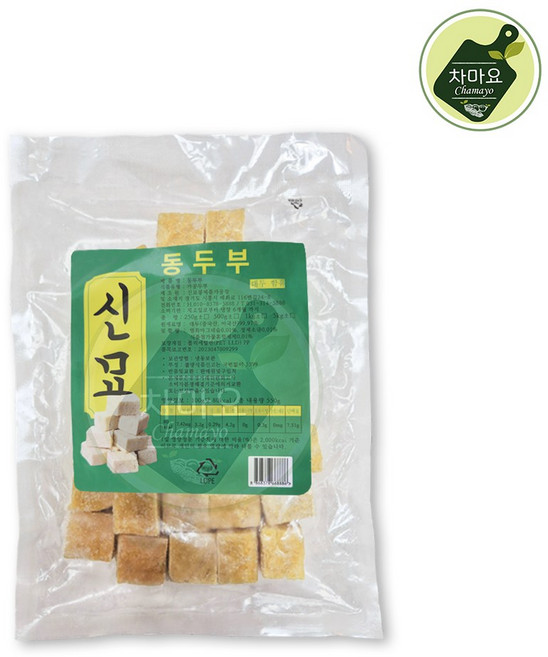 차마요 국내생산 얼린두부 동두부 냉동두부 500g, 1개