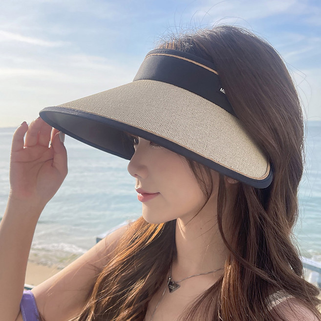 라피아 여성 여름 창넓은 플로피 자외선차단 모자 썬캡 챙모자
