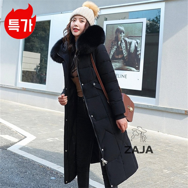 ZAJA 여성 패션 후드 롱패딩 보온 도톰 패딩코트 롱방한복 빅사이즈