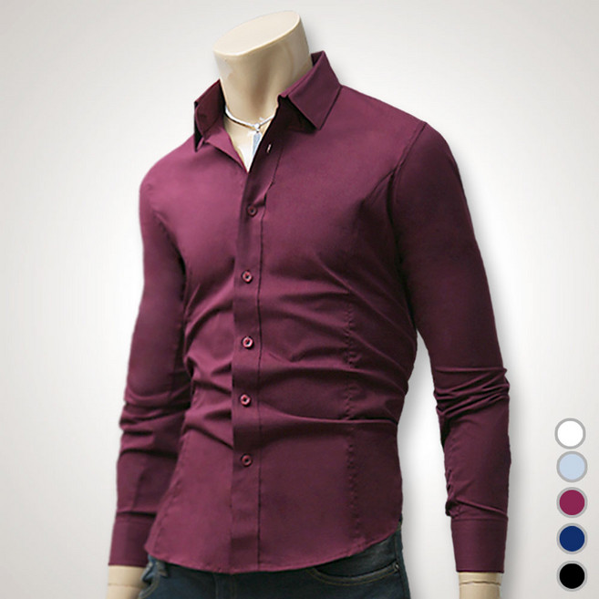 하트비트 리논스 스판 남방 세미 슬림핏 무지 긴팔 셔츠 남자 단체복 빅사이즈 와이셔츠