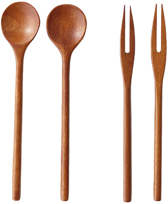 꿈꾸는 키친 옻칠 대추나무 티스푼+티포크 세트, 1세트, 티스푼 2P + 티포크 2P