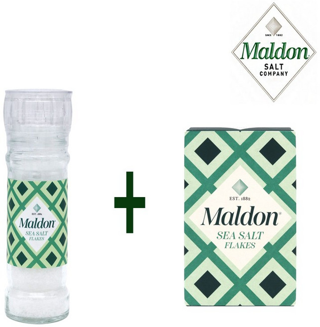 Maldon 영국 왕실 말돈 소금 그라인더 55g + 리필용 125g 세트, 1세트, 180g