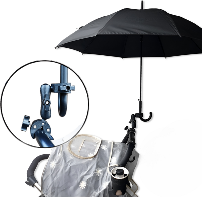 솔브릭 유모차 우산 양산 고정 지지대, 1개, 블랙