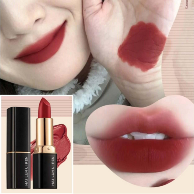 헬렌 리틀 블랙 튜브 립스틱 벨벳 안개 무광, 적차적갈색, 1개