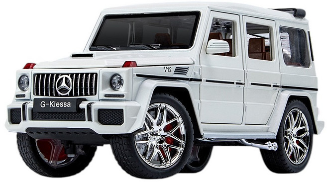 다이캐스트 1:24 벤츠 지바겐 AMG G63 모델 합금 풀백 자동차 모형, 1개, 화이트