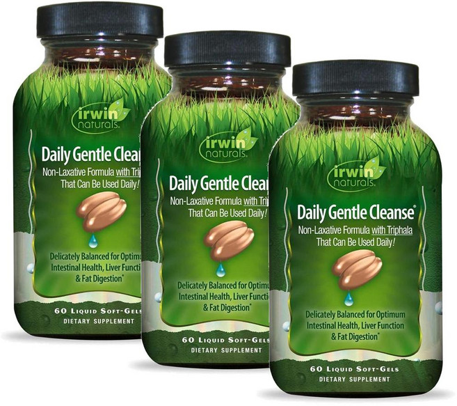 어윈내추럴스 데일리 젠틀 클렌즈 트리팔라 오메가3 소프트젤 Irwin Naturals Daily Gentle Cleanse, 3개, 60정
