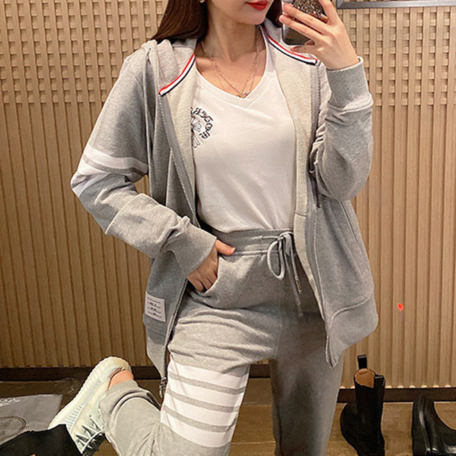 ANYOU 봄 가을 후드집업+조거팬츠 투피스 후드티 츄리닝세트 오버핏 트레이닝복세트