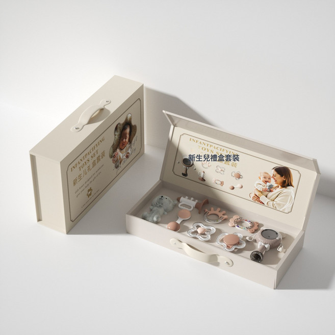 WEINUODA 寶寶安撫安撫玩具禮盒，適合新生兒滿月、百日、週歲禮，磨牙安撫玩具，觸感玩具, 1個, 8件套嬰兒禮盒套裝3780:如圖