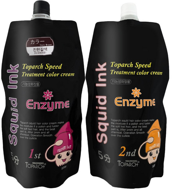 토파 5분 스퀴드 헤어컬러 오징어먹물 오징어염색약 새치염색, 다크브라운, 1개