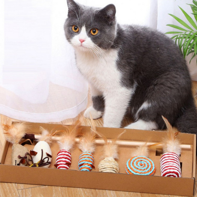 리브닉스 고양이 장난감 낚시대 실타래7종, 1박스, 고양이장난감세트(7종)