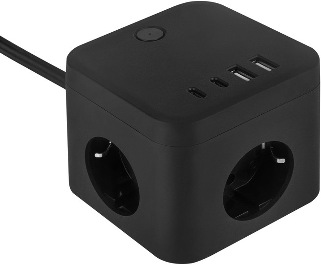 라이프썸 큐브 멀티탭 3구 4포트 USB C타입 1.8m (LFS-HA53) 2종 택1, 1개, 블랙