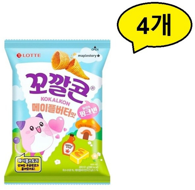 꼬깔콘 메이플버터맛(메이플스토리) 67g, 4개