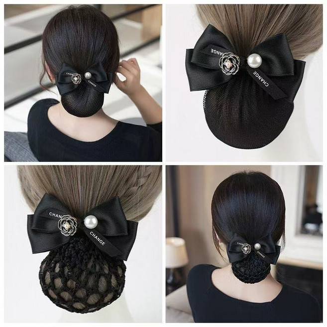 핫몰 진주 머리망 리본 헤어망 굵은망+얇은망 2p