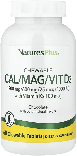 NaturesPlus 츄어블 Cal/Mag/비타민 D3 초콜릿 츄어블 60정, NaturesPlus츄어블CalMag비타민D3초콜릿츄어, 1개 - 쿠팡
