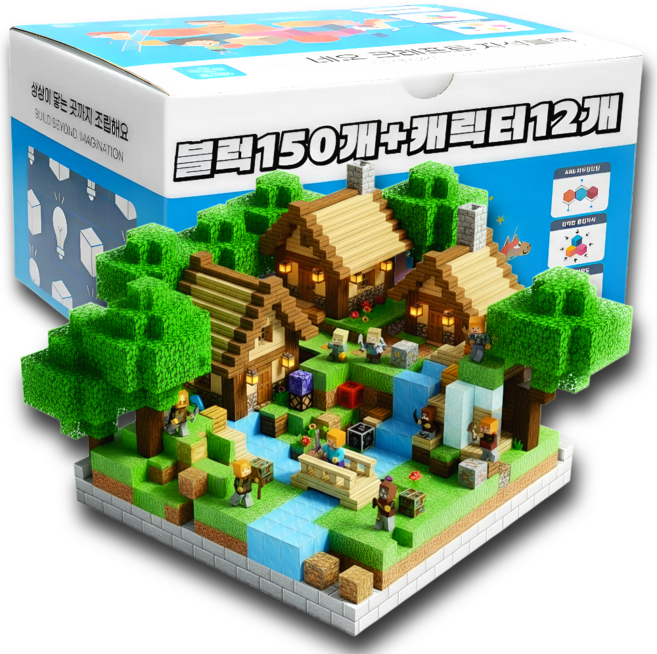 네오 크래프트 랜덤 자석블럭 캐릭터 세트 장난감, (오늘출발) 자석블럭 150개 + 캐릭터 12개, 1개