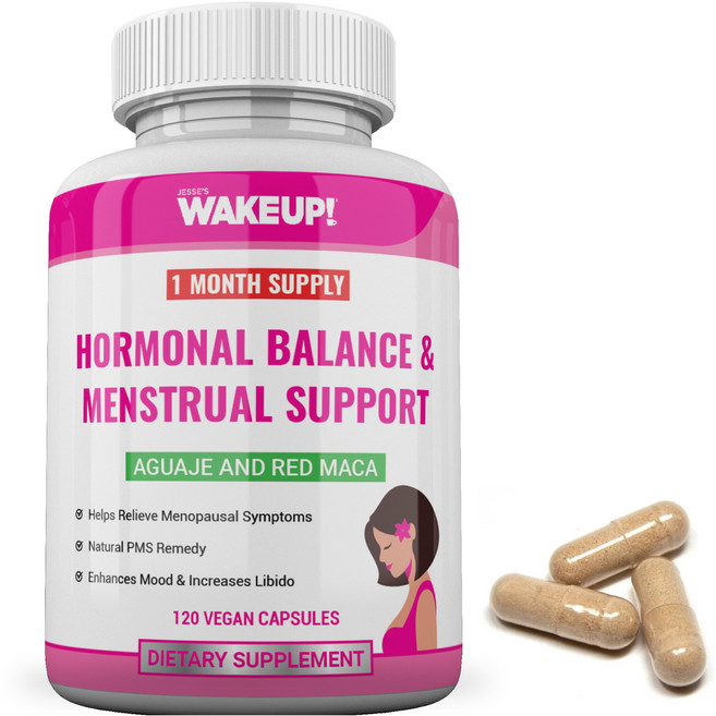 HUMAKEllc 유기농 레드 마카 아과헤 추출물 포괄적인 여성 호르몬 균형과 월경 지원 PMS 폐경 완화 및 향상된 성욕을 위한 120 캡슐, 1개, 120정